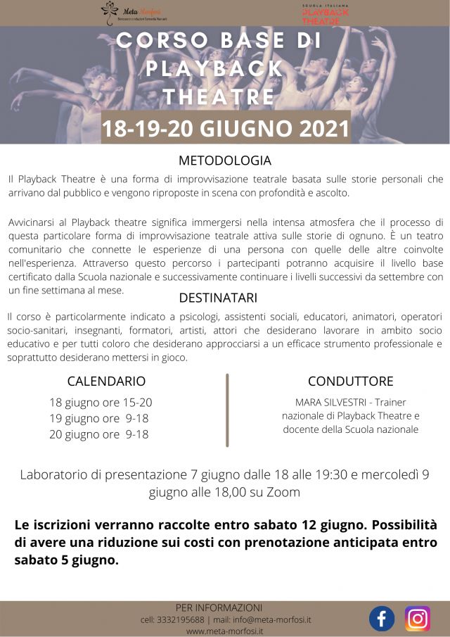 In partenza il nuovo corso base di Playback Theatre